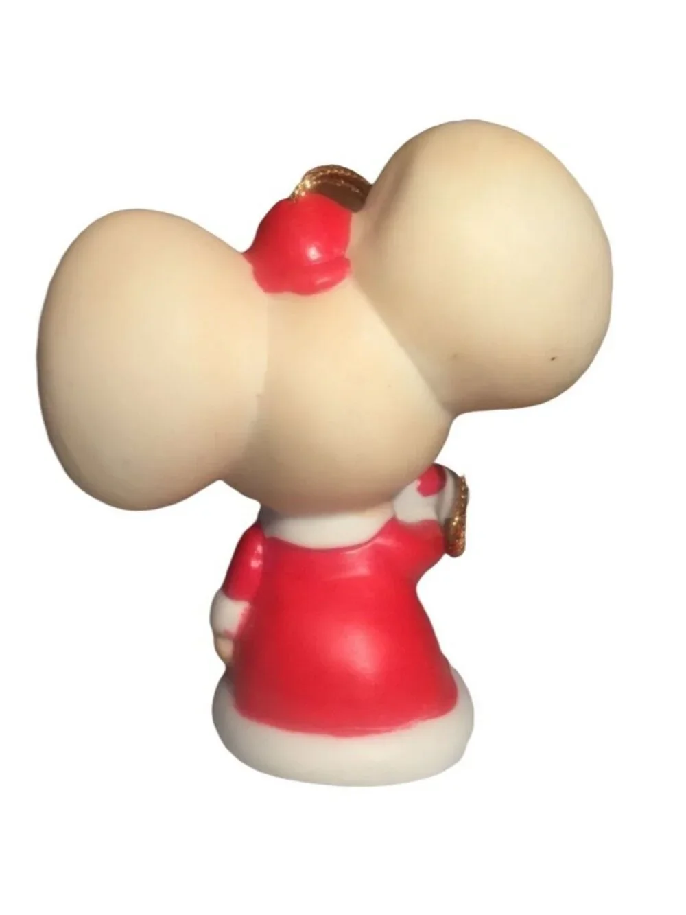 Ceramic Christmas Mouse Ornament Red dress Candy Cane